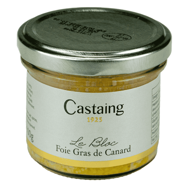 Se Castaing Bloc de Foie Gras de Canard 100g hos Haugaard Vin